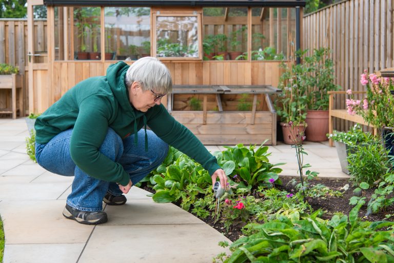 Joanne doing soil test